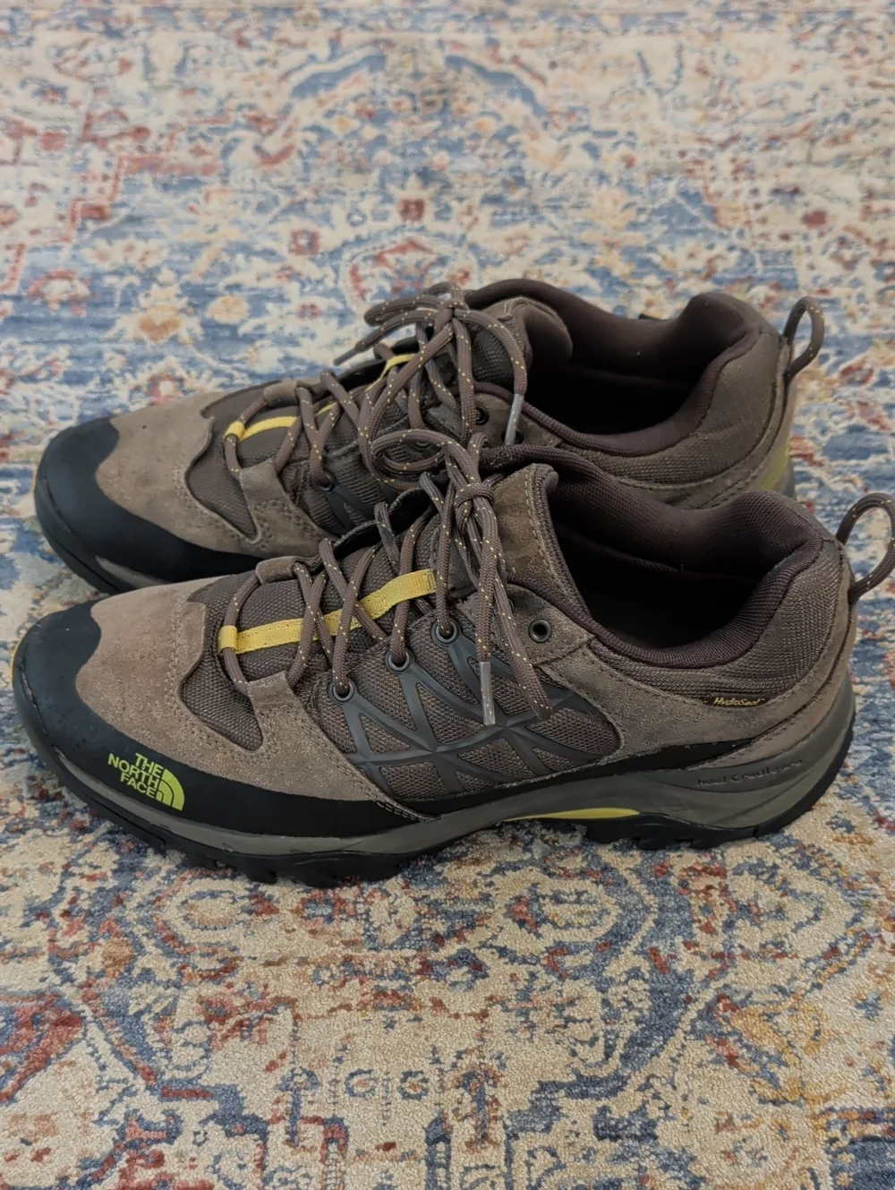 The North Face Men’s Brown Trail Hiking Shoes with Yellow Accents